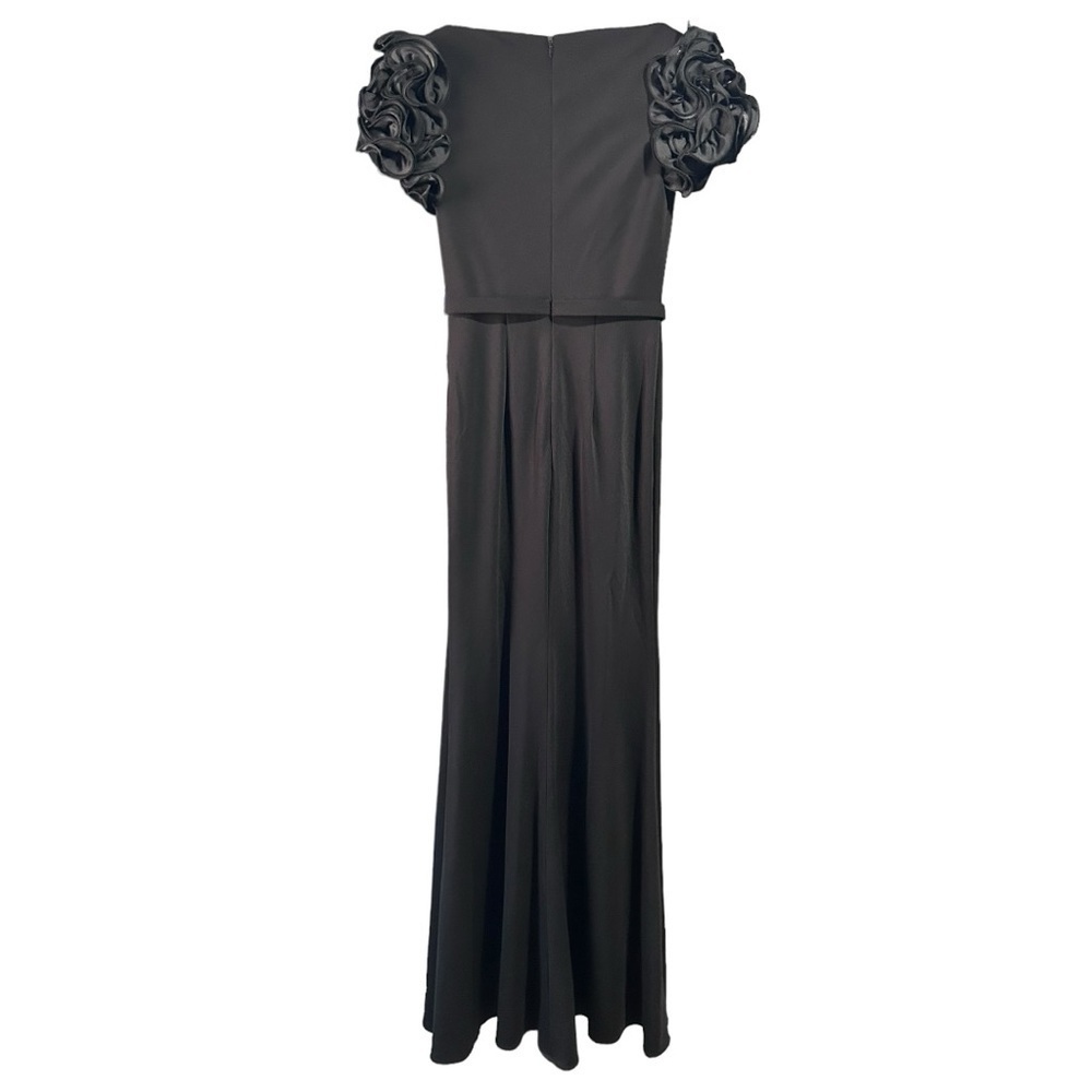 Basix Black Label Floral Sleeve Long Dress Evening Gown Size 2 Classic Black - Picture 9 of 14